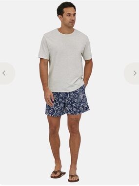 Patagonia Navy and White Botanical Baggies Shorts